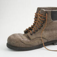 work boot with rivets dark brown by Robin Antar - search and link Sculpture with SculptSite.com