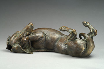 Joy Beckner canine sculpture in bronze