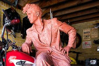 Elvis bronze sculpture on Harley Davidson by Jeff Decker