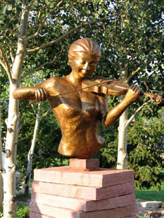 fine bronze violin sculpture by D. Michael Adams