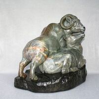 "High Country Moment" (Big Horn Sheep) by Gerald Sandau - search and link Sculpture with SculptSite.com