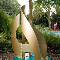 Regatta II-6ft Brass and Teal by Gilbert Boro - search and link Sculpture with SculptSite.com