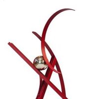 Ball, Beams & Curves III-6ft Ruby Red by Gilbert Boro - search and link Sculpture with SculptSite.com