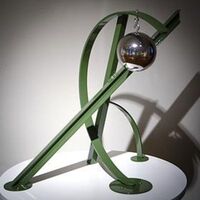 Ball, Beams & Curves I-19in Olive Green by Gilbert Boro - search and link Sculpture with SculptSite.com