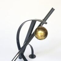 Ball, Beams & Curves I-18in Slate Gray by Gilbert Boro - search and link Sculpture with SculptSite.com