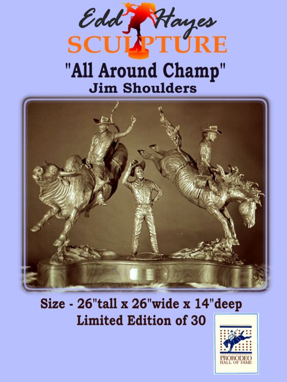 Legends of Rodeo - Jim Shoulders, All Around Champ by Edd Hayes - search and link Sculpture with SculptSite.com