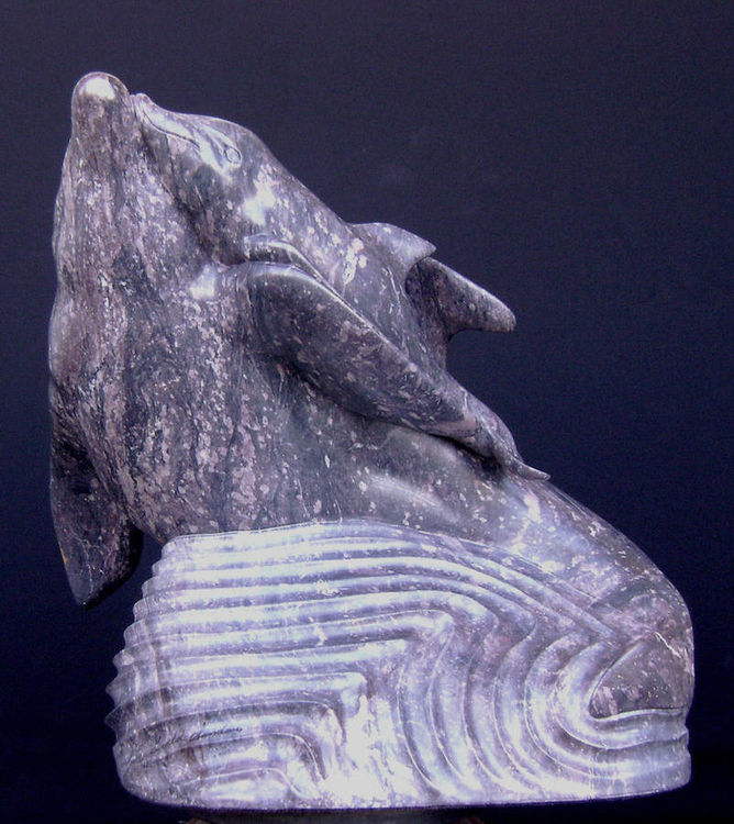 First Breath (Dolphin and Pup) by Gerald Sandau - search and link Sculpture with SculptSite.com