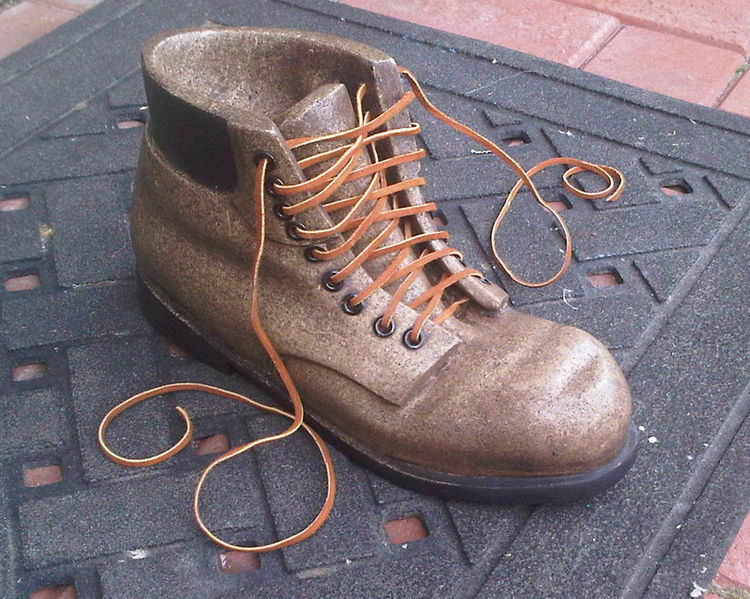 work boot with rivets dark brown by Robin Antar - search and link Sculpture with SculptSite.com