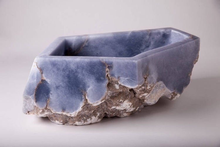 blue alabaster bowl by Robin Antar - search and link Sculpture with SculptSite.com