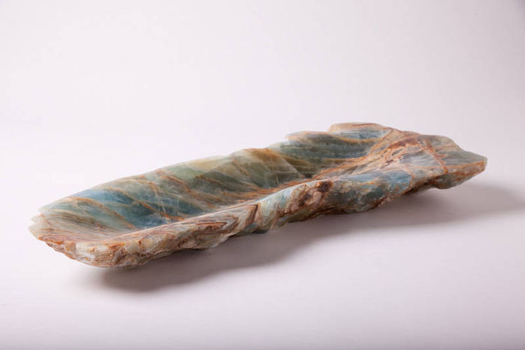 Blue onyx bowl, smaller one by Robin Antar - search and link Sculpture with SculptSite.com