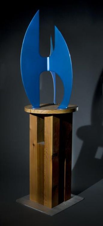 After the Race II I-32in Electric Blue by Gilbert Boro - search and link Sculpture with SculptSite.com