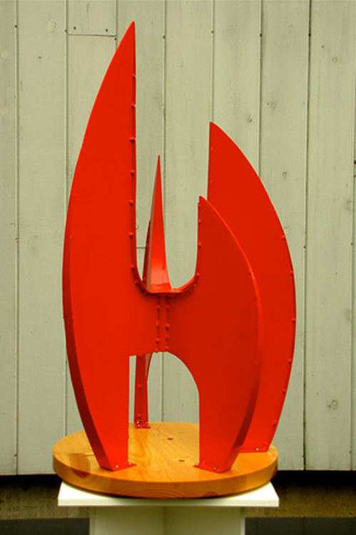 After the Race II I-32in Red by Gilbert Boro - search and link Sculpture with SculptSite.com