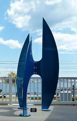 After the Race II-8ft Electric Blue by Gilbert Boro - search and link Sculpture with SculptSite.com