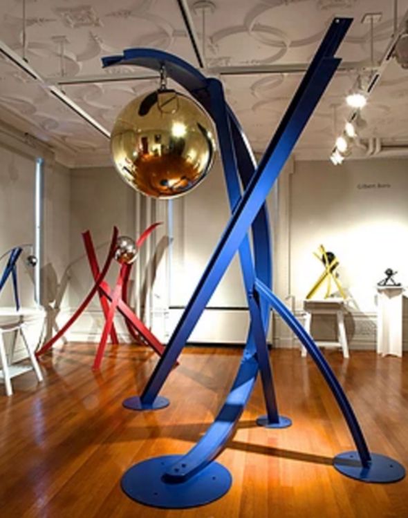 Ball, Beams & Curves IV-9ft Violet Blue by Gilbert Boro - search and link Sculpture with SculptSite.com