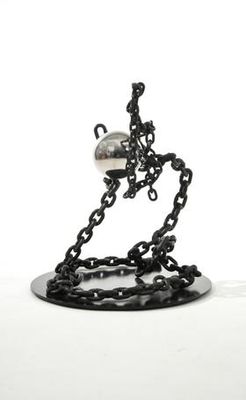 Stainless Ball and Chain I-21in Black by Gilbert Boro - search and link Sculpture with SculptSite.com