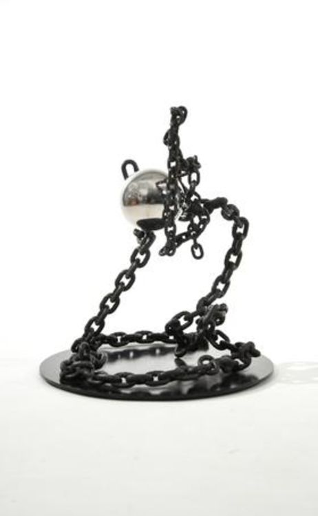 Stainless Ball and Chain I-21in Black by Gilbert Boro - search and link Sculpture with SculptSite.com