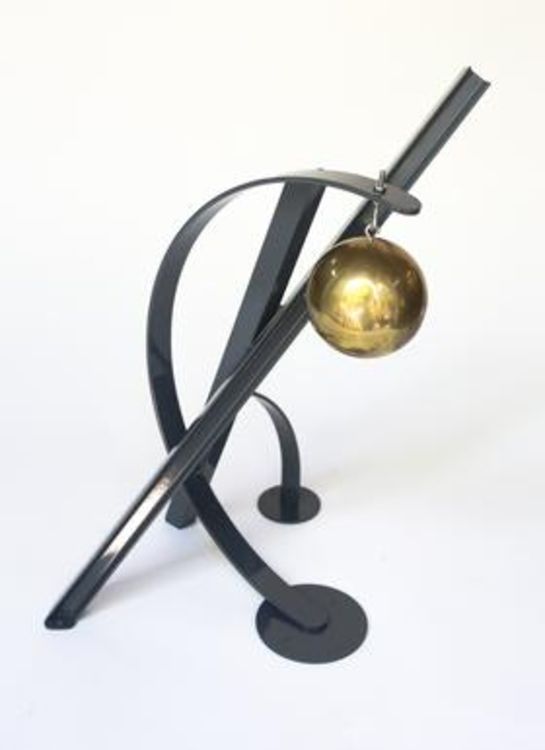Ball, Beams & Curves I-18in Slate Gray by Gilbert Boro - search and link Sculpture with SculptSite.com