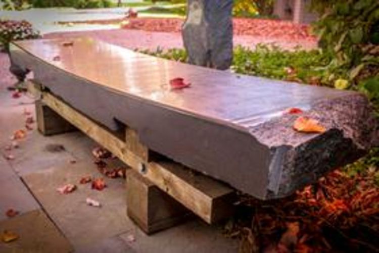 Granite Wood Bench III by Gilbert Boro - search and link Sculpture with SculptSite.com
