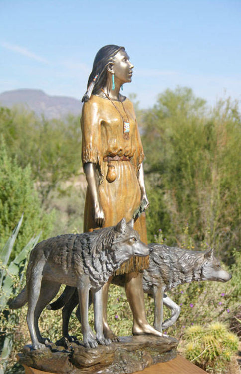 DAUGHTER WHO WALKS WITH WOLVES by J. Anne Butler - search and link Sculpture with SculptSite.com