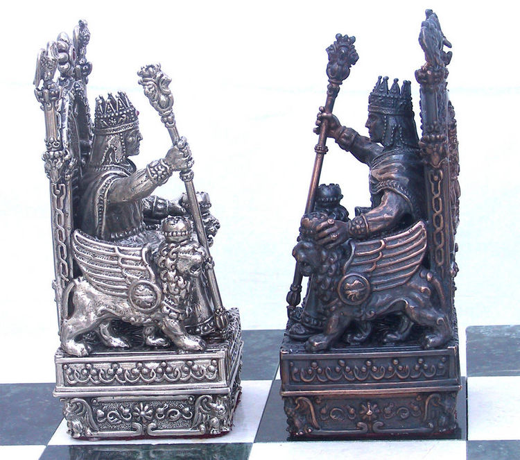 Armenian Historical  Silver Chess  Set by Tigran Sarkisyan - search and link Sculpture with SculptSite.com